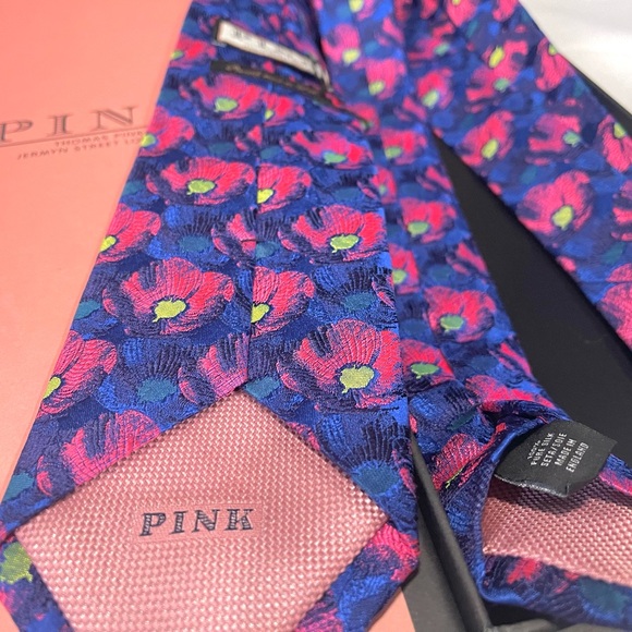 🔥STRIKING⚡️✨🆕💯LVMH AUTHN THOMAS PINK 🔥JAPANESE HIBISCUS🔥WOVEN MOTIF TIE🔥 - Picture 12 of 16